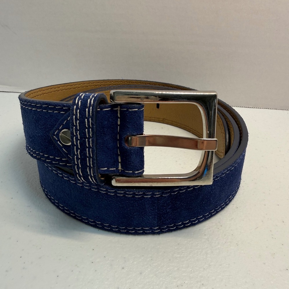 Donald J.  Pliner Made in Italy Franco Royal Blue Suede Leather Belt Size L 44